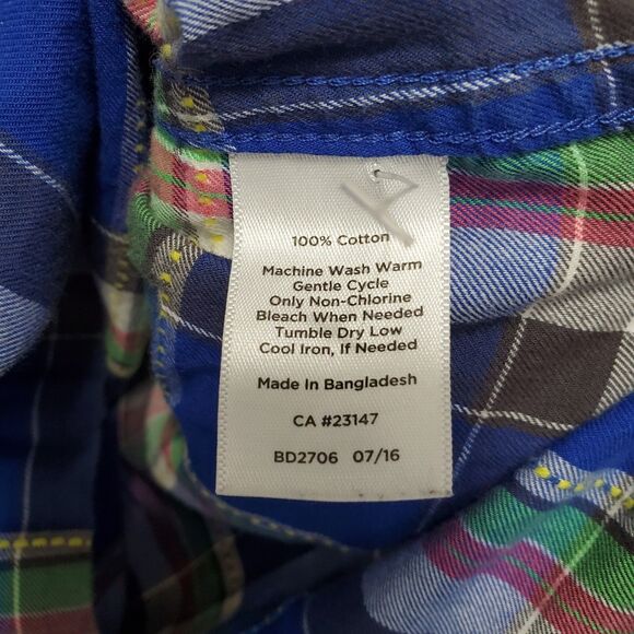 TALBOTS 100% Cotton Multicolor Plaid Long Sleeve Button-Up Shirt Size Medium - Picture 5 of 5